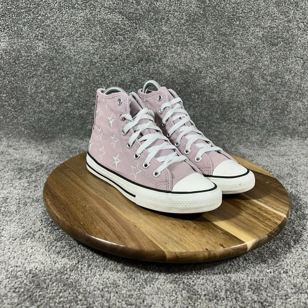 Converse Chuck Taylor All Star High Top Kids Size 2 Purple Stars Shoes Used